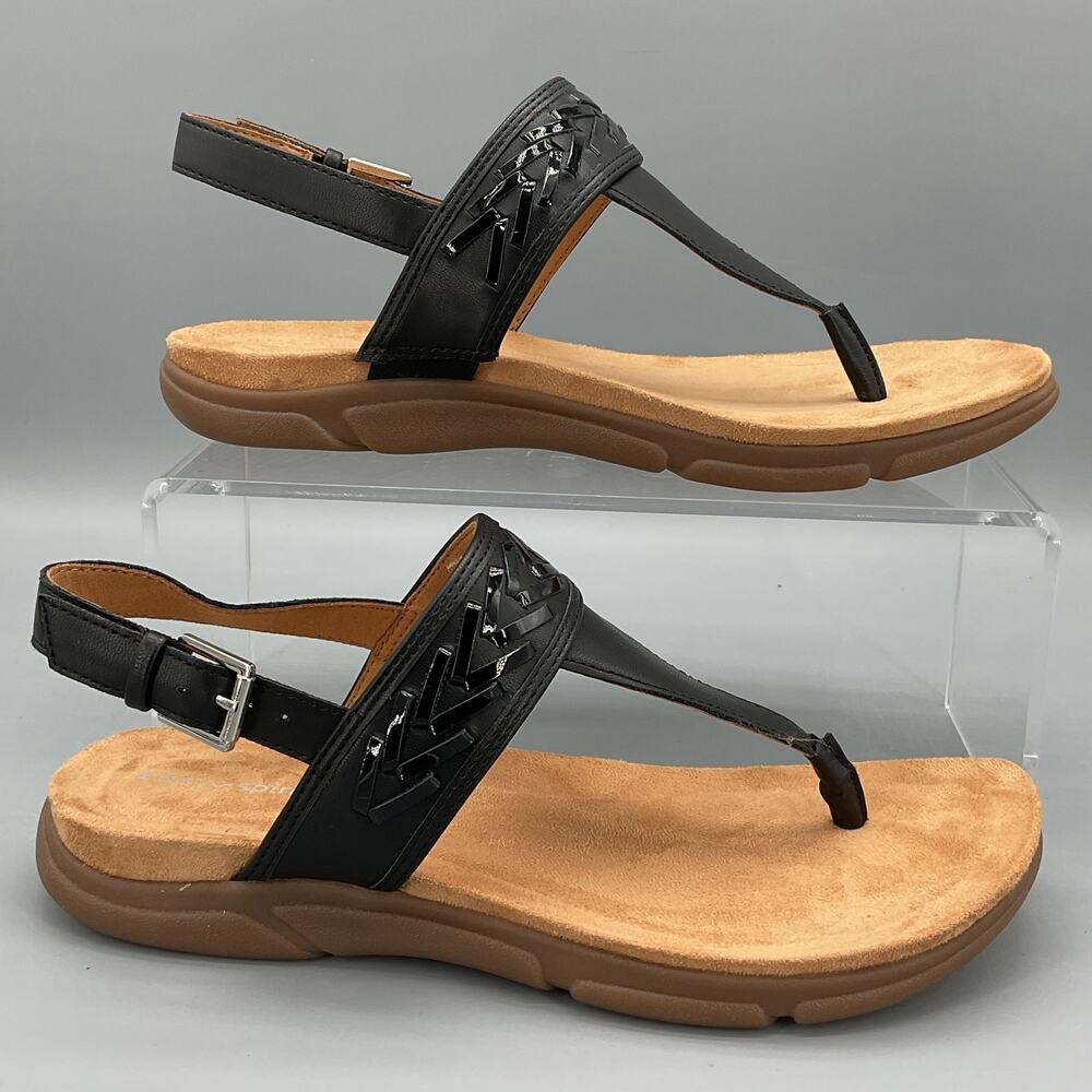 NEW Easy Spirit Women’s Monte Slingback Thong Sandals Black Size 8.5M